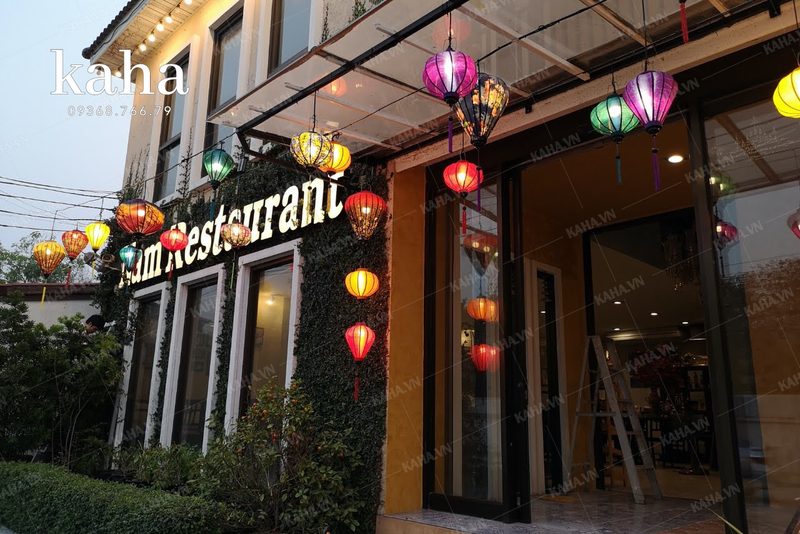 Đèn lồng Hội An trang trí biệt thự — LongDenViet xưởng Tân Phú TP.HCM