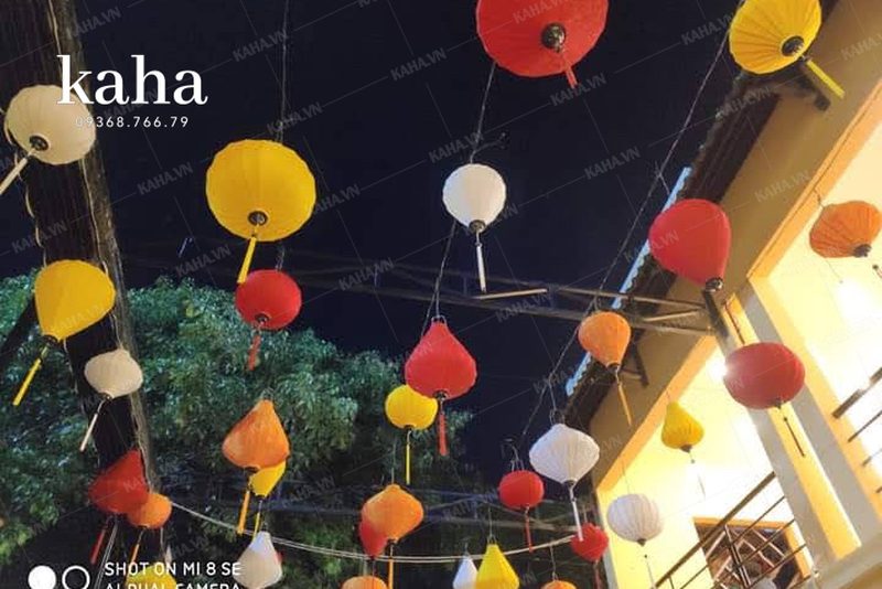 đèn vải lụa trang trí quán cafe — LongDenViet xưởng Tân Phú TP.HCM