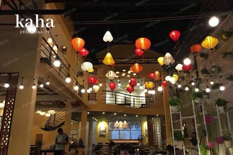 đèn vải lụa trang trí quán cafe — LongDenViet xưởng Tân Phú TP.HCM