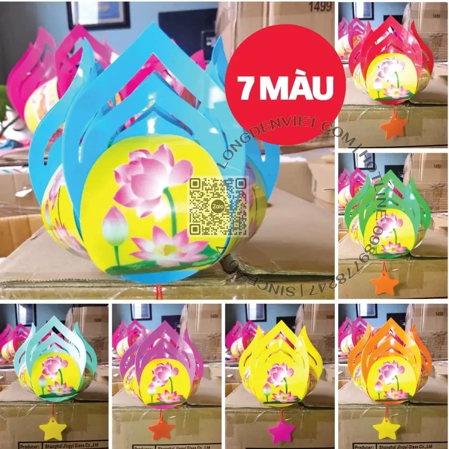 Đèn nhựa in bông sen MS01 — đèn 12 con giáp Hội An | LongDenViet