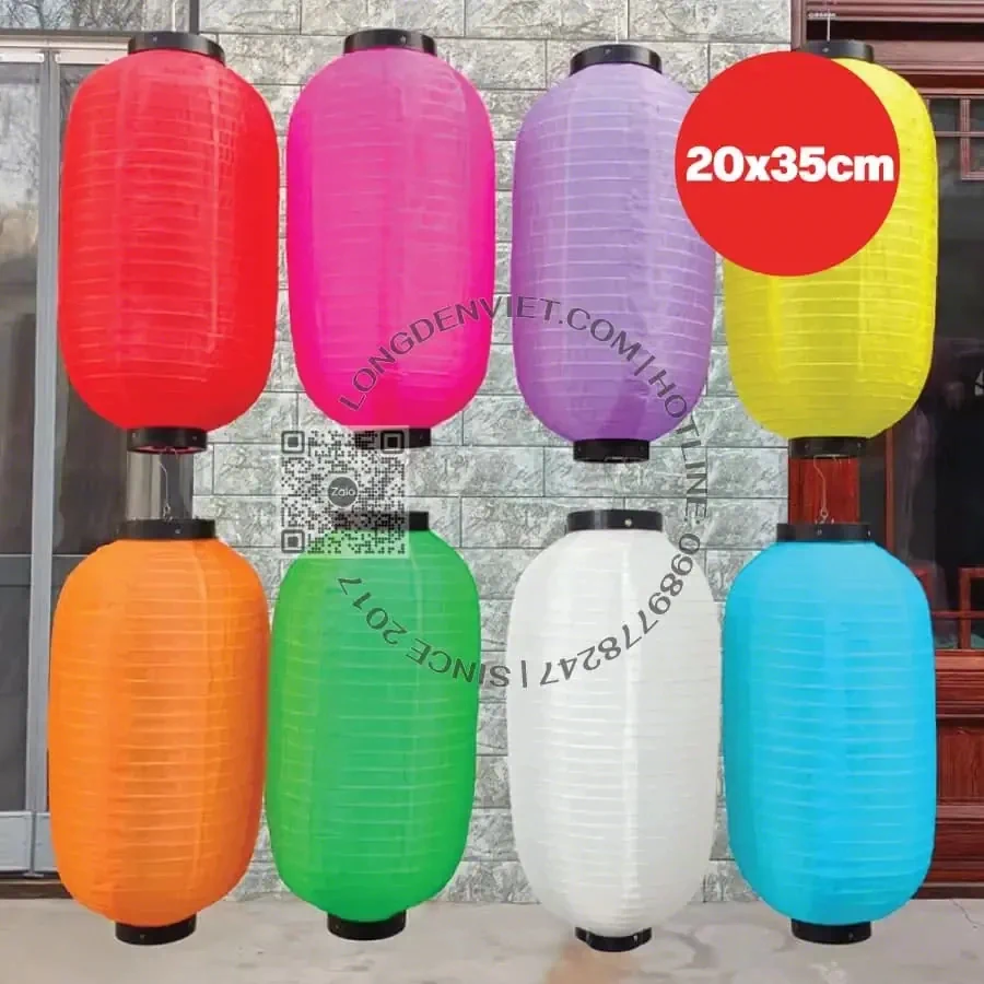 Bộ 8 cái đèn vải dù kiểu Nhật 30x55cm — đèn lồng thủ công Hội An | LongDenViet