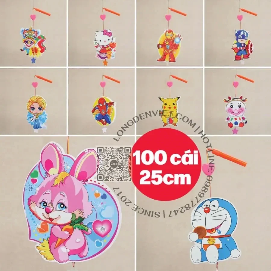 Đèn nhựa có nhạc 25cm 100 cái — đèn 12 con giáp Hội An | LongDenViet