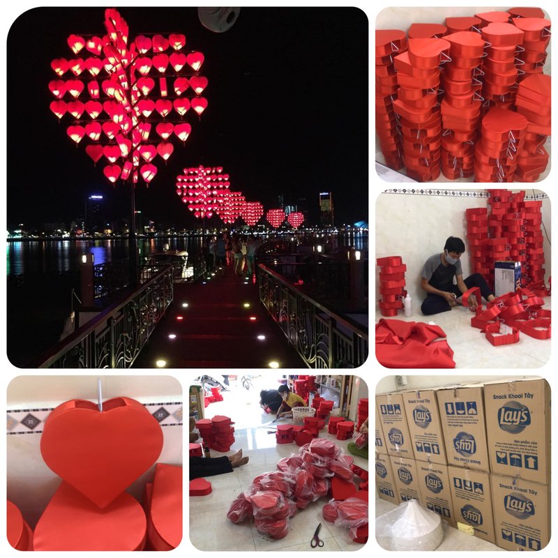 Đèn Trái Tim Vải Lụa Trang Trí Phòng Ngủ Lãng Mạn — đèn trái tim Tân Phú, TP.HCM | LongDenViet