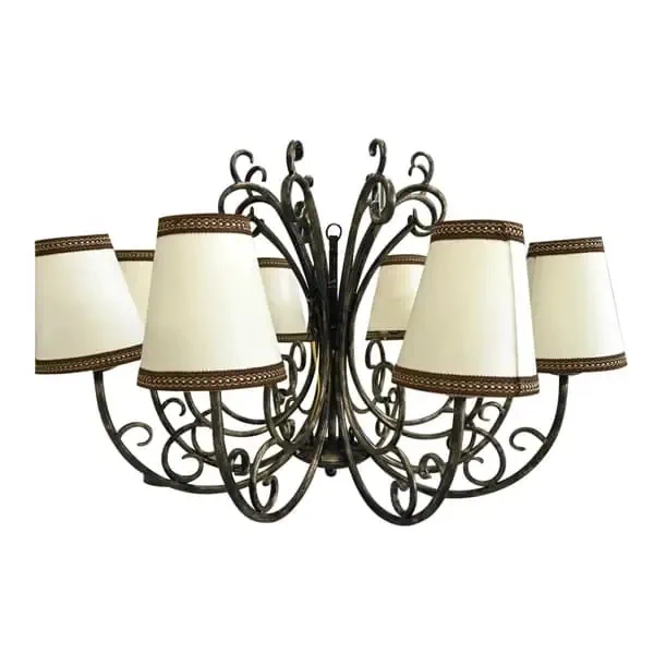 Đèn chùm trang trí 8 chụp KH-DTR015 — đèn quán cafe Hội An | LongDenViet