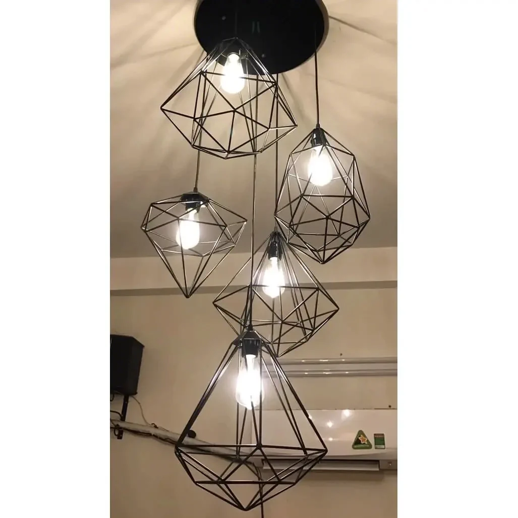 Đèn chùm khung sắt KH-DTR042 — đèn lồng thủ công Hội An | LongDenViet