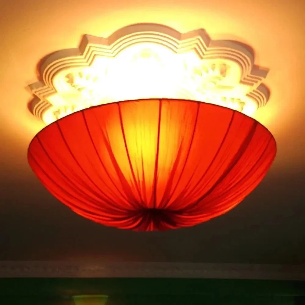 Đèn ốp trần vải nhăn KH-DTR045 — đèn lồng thủ công Hội An | LongDenViet